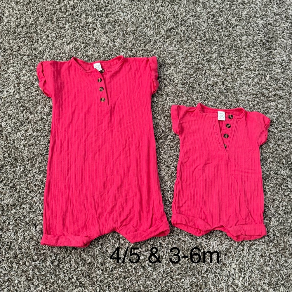 Lou Lou & Company Bright Pink Baby Rompers